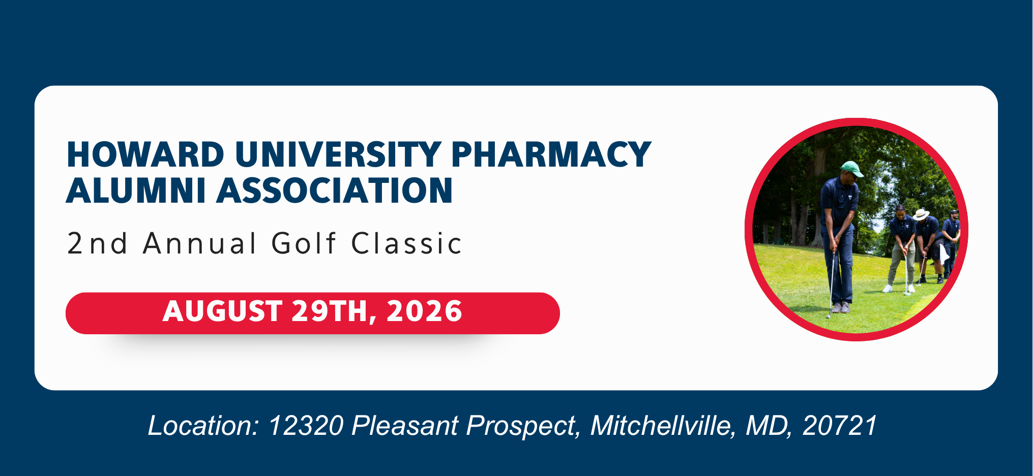 golfers in a banner promoting the HUAA Golf Classic